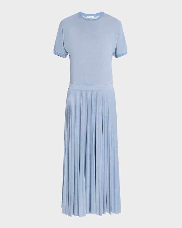 Semele Pleated Shimmer Knit Midi Dress